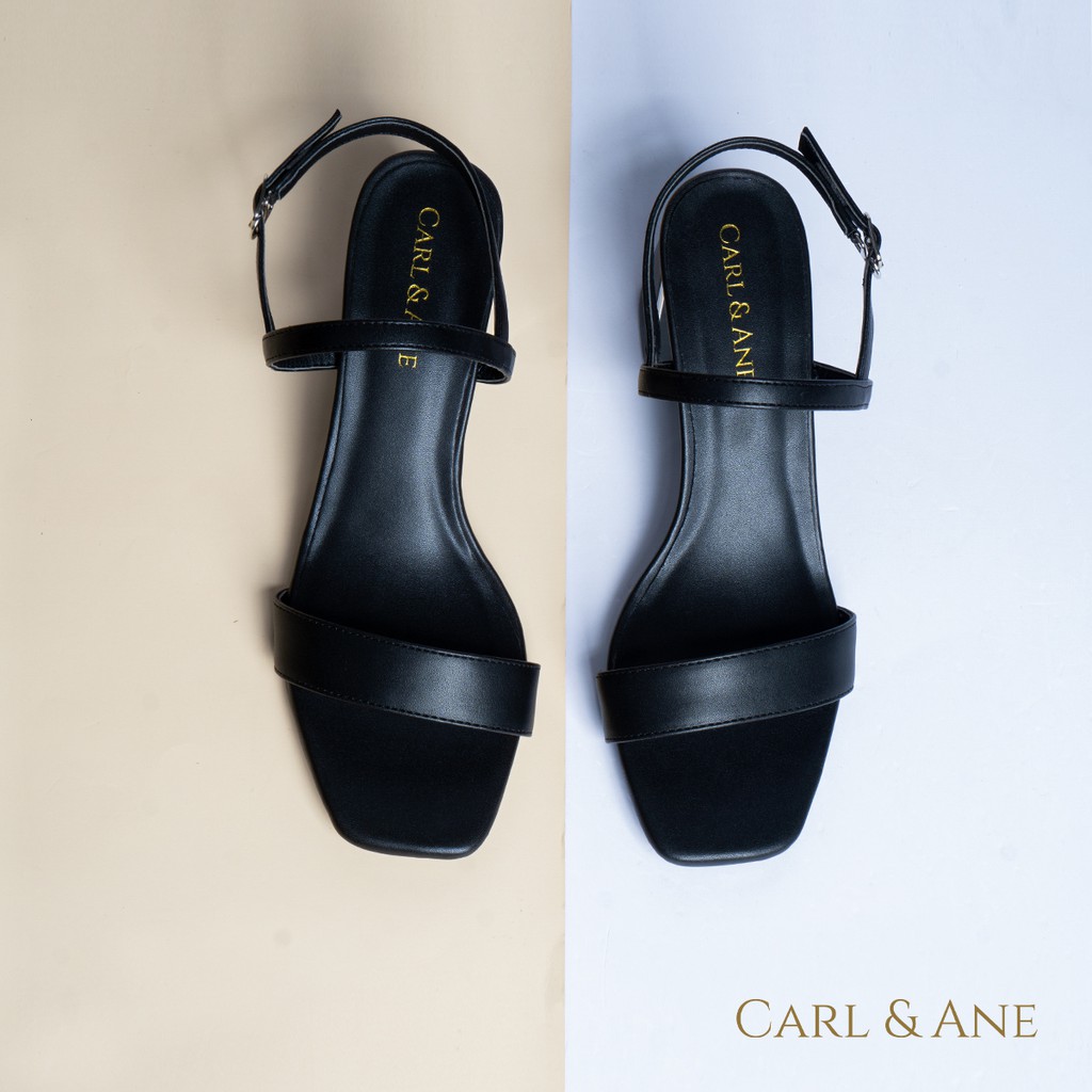 Carl &amp; Ane - Giày sandal nữ phối quai ngang basic cao 7cm màu đen _ CS005