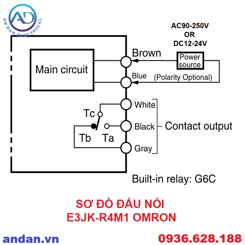 Cảm Biến Quang E3JK Omron E3JK-R4M1 Light-On,  E3JK-R4M2 Dark-On, E3JK-DS30M1, 90-220VAC or 12-24VDC