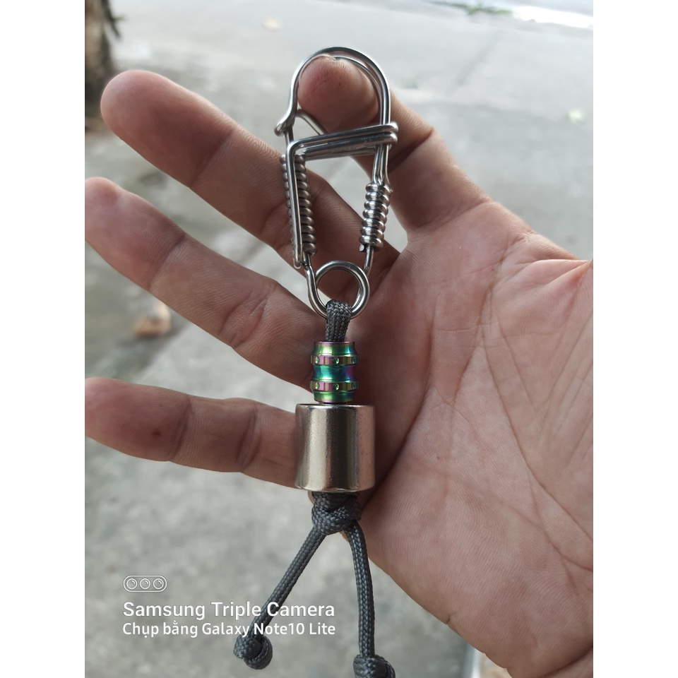 Móc khóa inox 304 uốn thủ công-Nam Châm hít bi kèm móc khóa Thủ công bằng inox 304