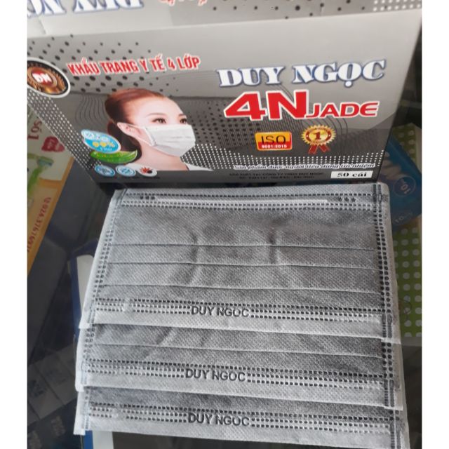 Hộp 50 chiếc khẩu trang y tế 4 lớp duy ngọc màu xám | BigBuy360 - bigbuy360.vn