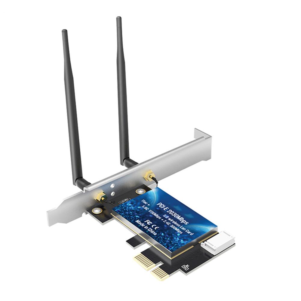 Card mạng không dây 2.4Ghz 5Ghz tích hợp Bluetooth 5.0 Cổng PCI-E 2 * 5dBi ăng-ten kép hỗ trợ hệ thống win10 64-bit | BigBuy360 - bigbuy360.vn