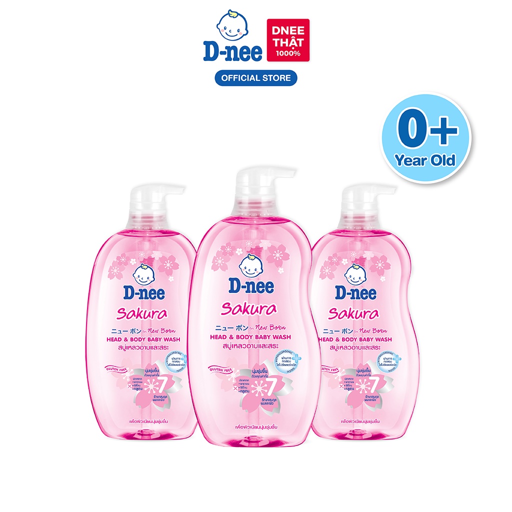 [Deal hời!] Combo 3 Tắm gội toàn thân em bé (&lt;3 tuổi) D-nee 800 ML - Sakura