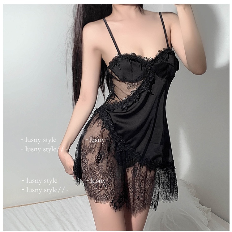 Váy ngủ ren bụng đỏ ảnh thật