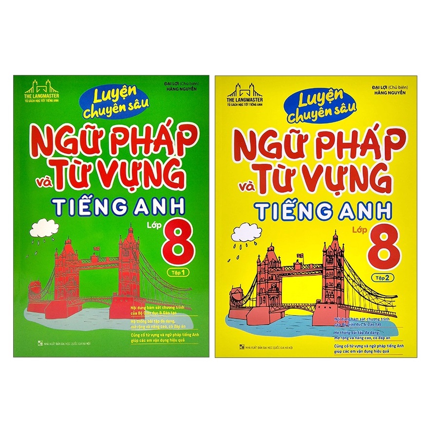 Sách - Combo Luyện chuyên sâu ngữ pháp và từ vựng tiếng anh lớp 8 (2 tập )