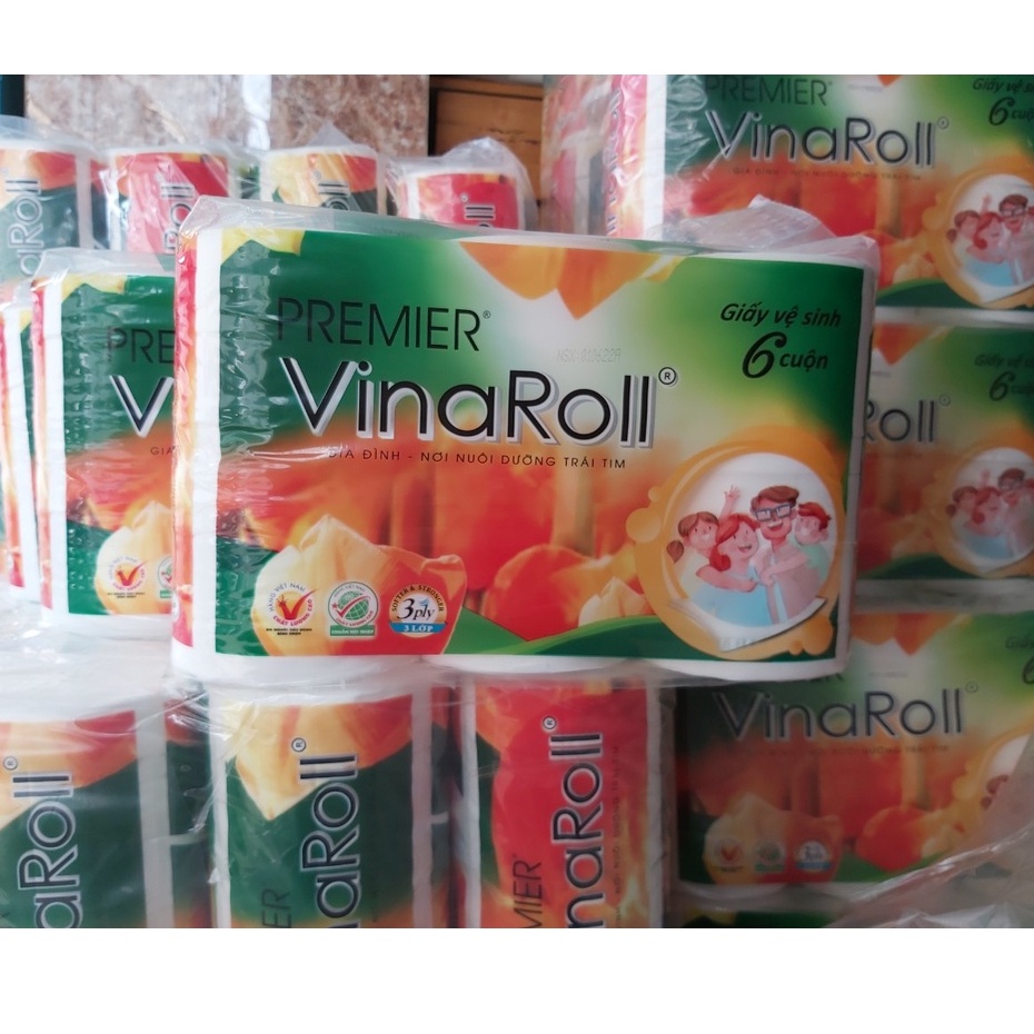 1 Bịch (6 Cuộn) Giấy vệ sinh Premier Vinaroll không lõi Cao cấp - Mềm mịn, không bụi,Hàng công ty