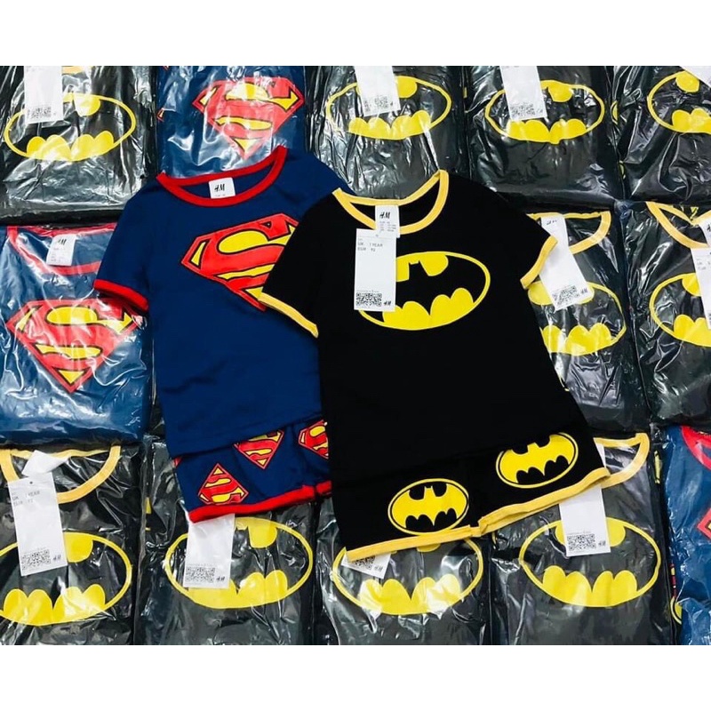 Set 2bộ Batman Supermen cho bé trai chất cotton siêu đẹp