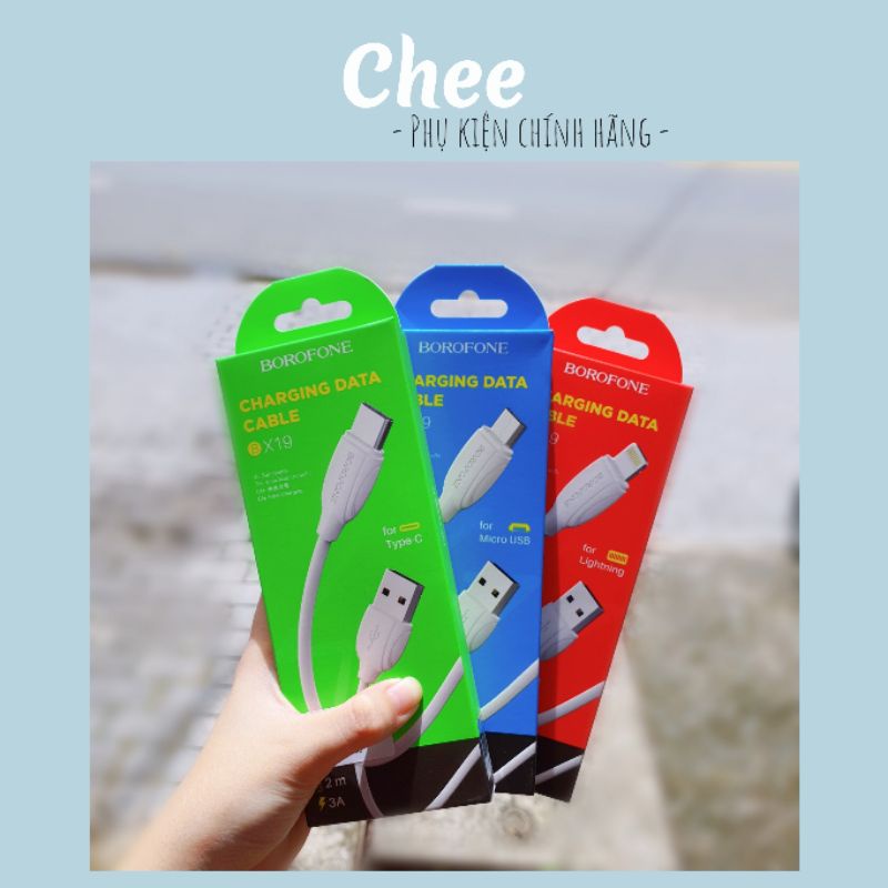 Cáp sạc và truyền dữ liệu BOROFONE BX19 chính hãng USB to Lightning/Micro/Type-C 2m sạc nhanh CHEE phụ kiện