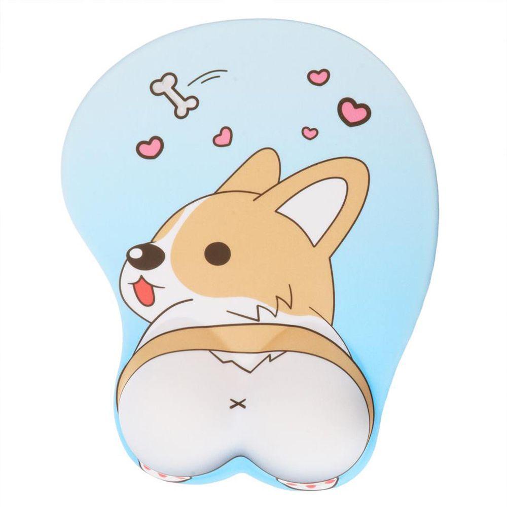 Miếng lót chuột máy tính MMULCK có đệm kê cổ tay thiết kế hình chú chó corgi 3D silica gel thoải mái đáng yêu