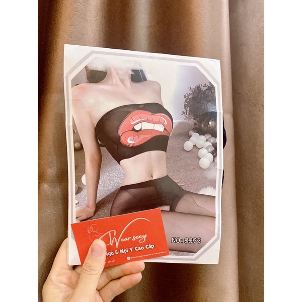 Set Áo Quây Đôi Môi Kiss Kèm Tất Quyến Rũ Gợi Cảm MS8893 [CWEAR.SEXY_ĐỒ NGỦ &amp; NỘI Y CAO CẤP]