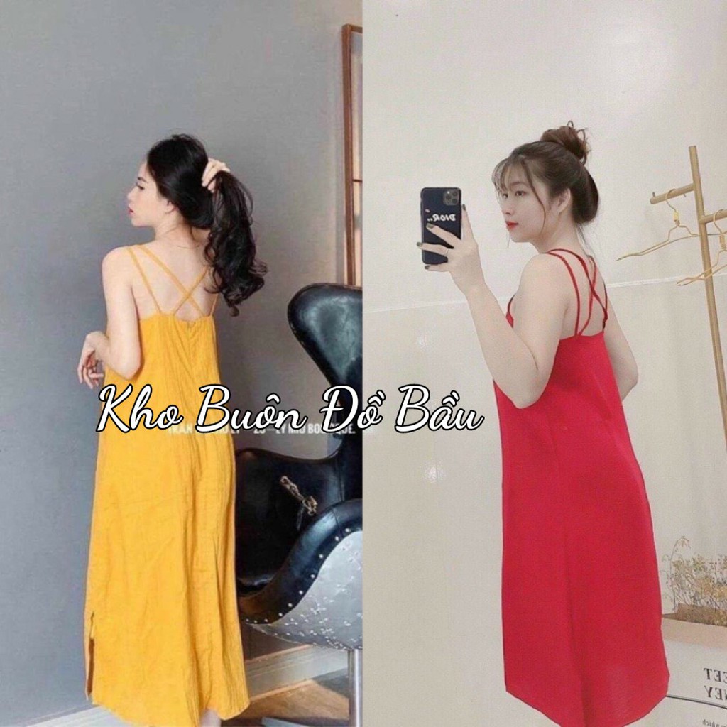 [Mã FASHIONT4WA2 giảm 10K đơn 50K] Váy đũi 2 dây siêu xinh - Đầm maxi đi biển đi chơi V266 (Bầu bí bon chen)