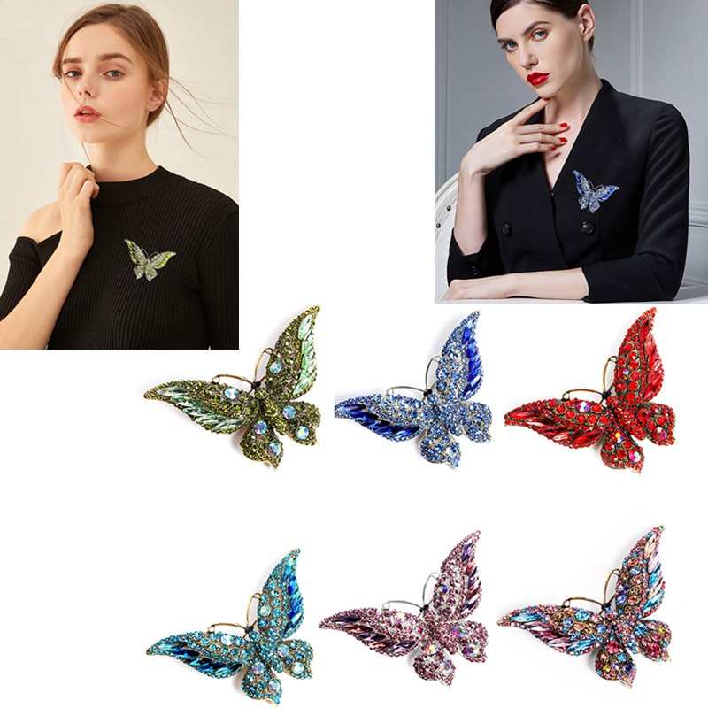 Ghim Cài Áo Hình Bướm Đính Đá Sang Trọng