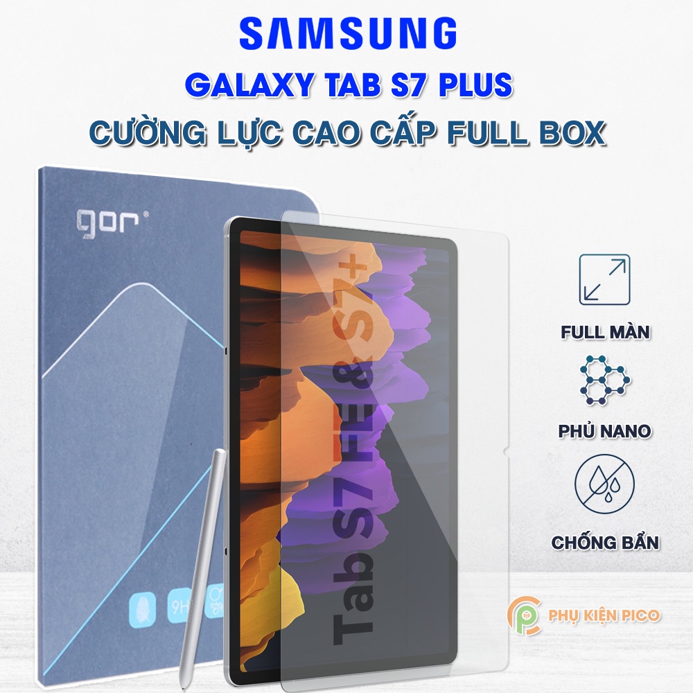 Kính cường lực Samsung Galaxy Tab S7 Plus chính hãng GOR trong suốt độ cứng 9H full màn hình
