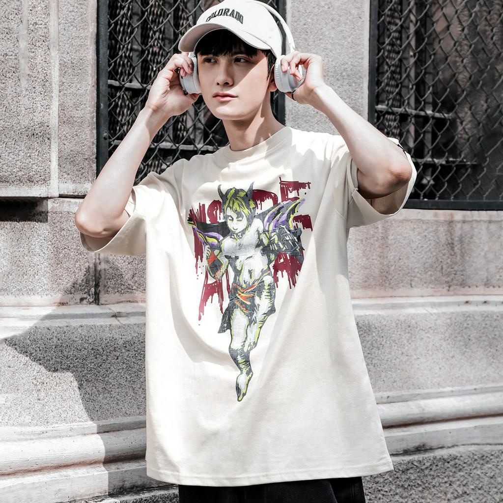 Áo Thun Fall Anger Màu Tan In Hình Chất Liệu 100% Cotton Thoáng Mát Form Rộng Thoải Mái
