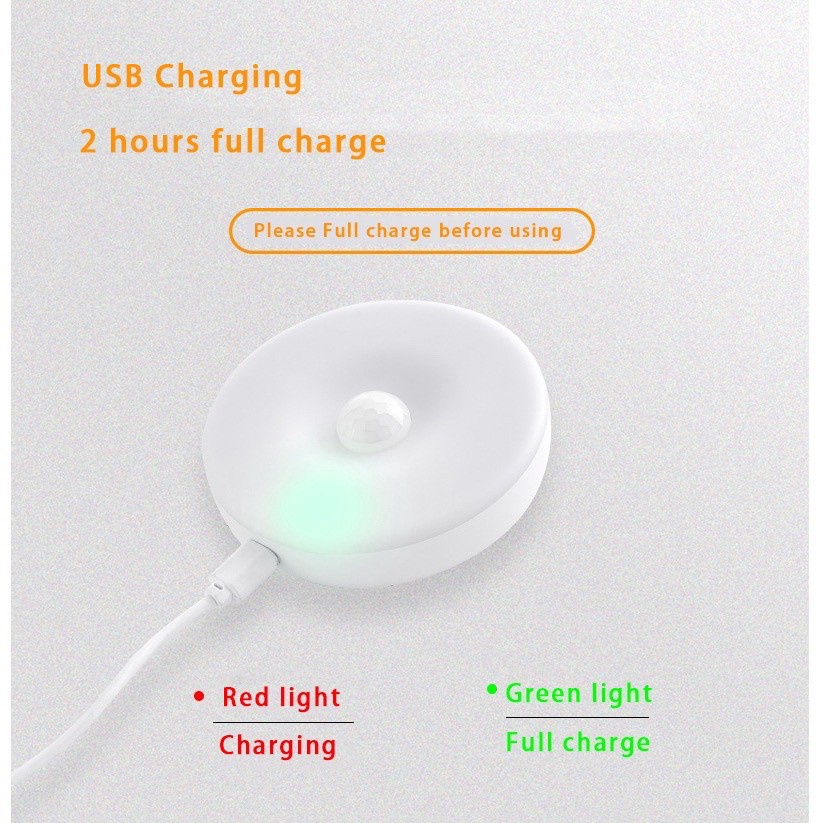 Đèn LED cảm biến chuyển động không dây sạc USB có đế nam châm cho tủ quần áo/cabinet/Stairs/Wardrobe/ Bed