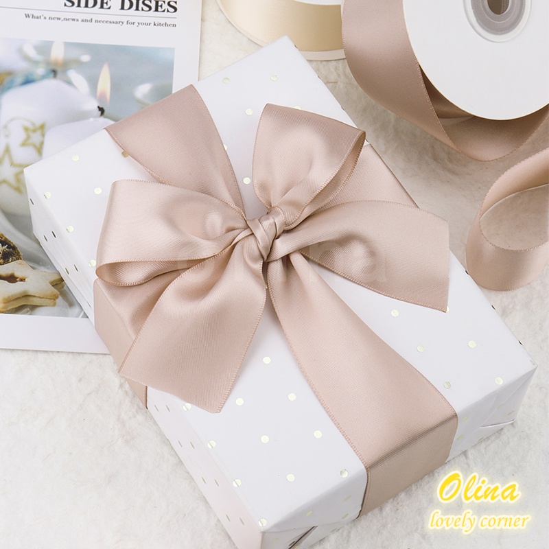 Cuộn Dây Ruy Băng Hai Mặt Bằng Polyester Rộng 3.8cm Dài 18.2m Dùng Để Gói Quà Đám Cưới