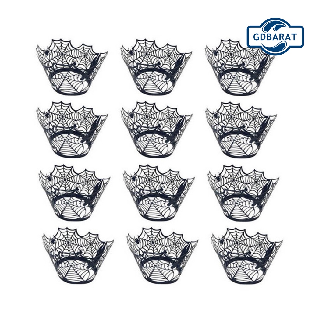 Set 12 Giấy Gói Bánh Cupcake Màu Đen Dùng Để Trang Trí Halloween