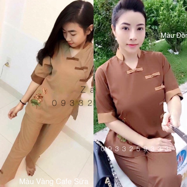 Đồ Lam Đi Chùa # Mẫu 5 Nút # Đồ Bộ Nữ # Quần Áo