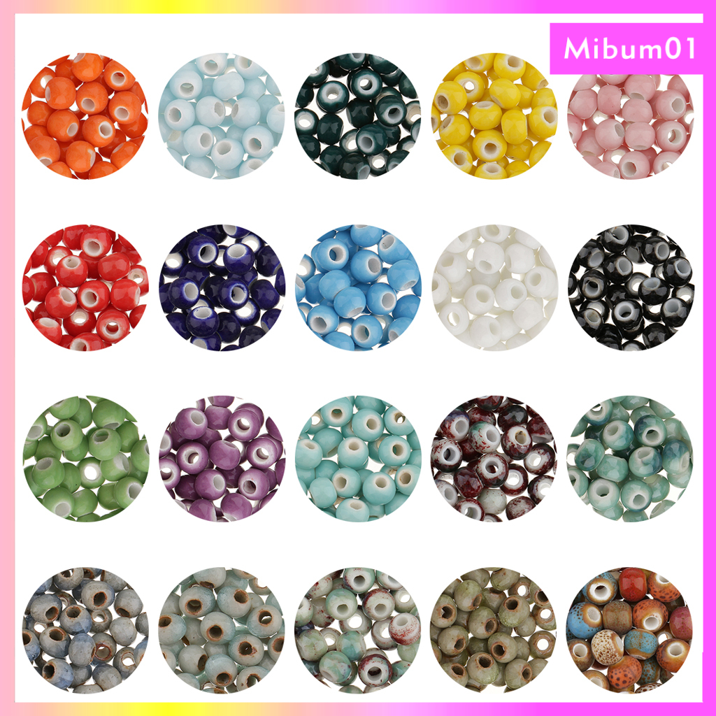 Set 100 hạt gốm tròn 6mm dùng làm trang sức thủ công độc đáo