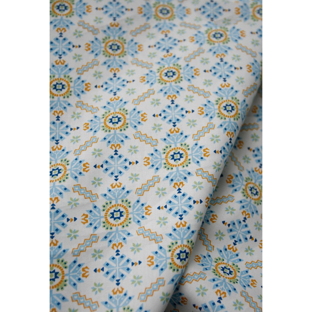 Vải cotton Màu Hồng Xanh Lam Họa Tiết Bắc Âu Dùng May Vá Thủ Công diy