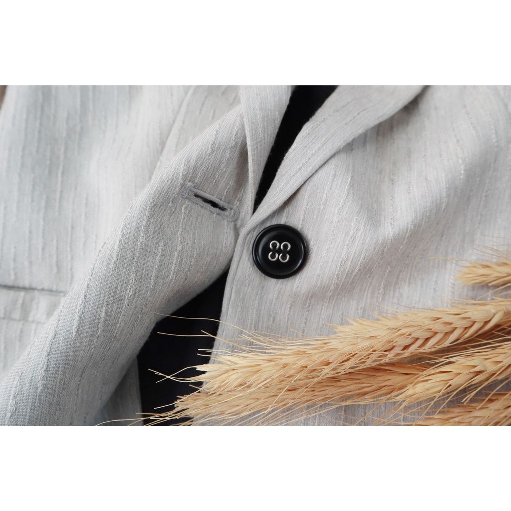 Áo vest Linen KACHISA màu xám tay dài sượt nổi