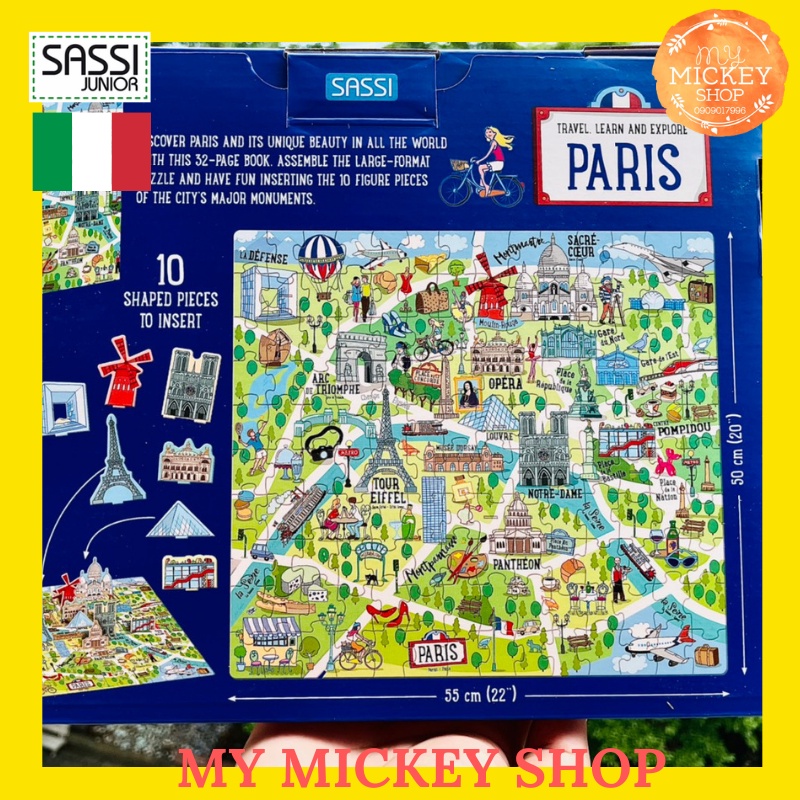 Bộ xếp hình 140 mảnh chủ đề thành phố 3 mẫu cho bé 5 6 7 tuổi chính hãng Sassi 140 pieces puzzle Cities My Mickey Shop