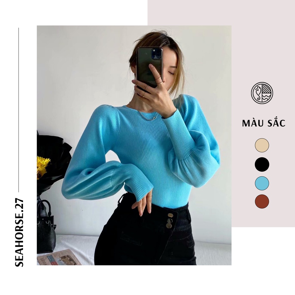 Bodysuit nữ dệt kim tay phồng BB17