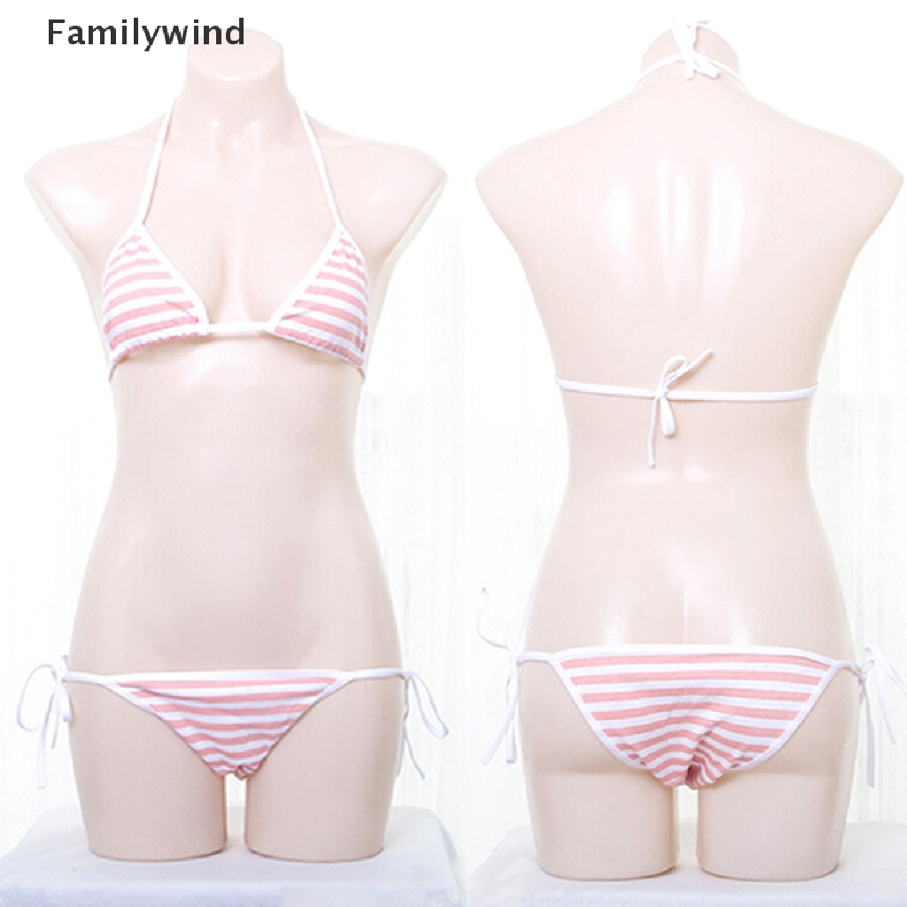 Bộ Đồ Bơi Họa Tiết Kẻ Sọc Ngọt Ngào Phong Cách Lolita Nhật Bản