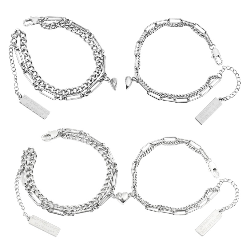 Flgo Vòng Tay Bạc Bằng Thép Không Gỉ Thời Trang Cho Cặp Đôi