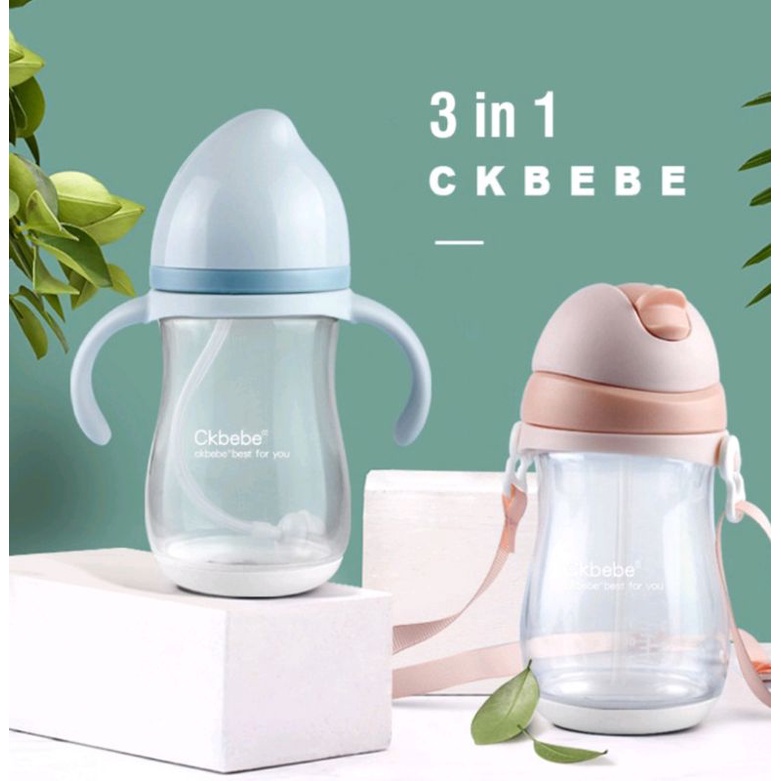 Bình Tập Uống Nước Có Tay Cầm Và Dây Đeo CKBEBE 240ml