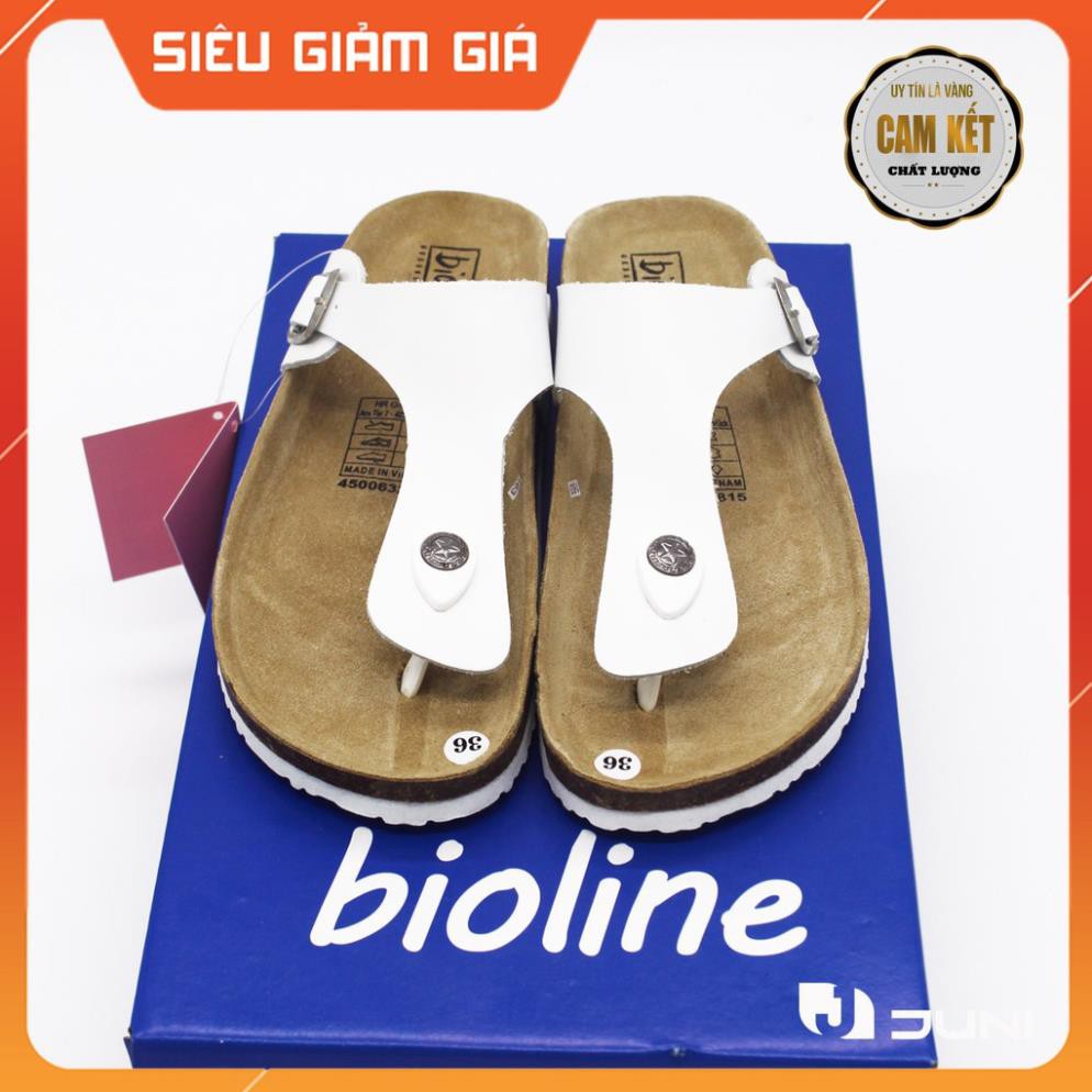 [DA BÒ THẬT] W07-Dép da bò xỏ ngón Birken Bioline Unisex (Đế trấu) - Juni Store