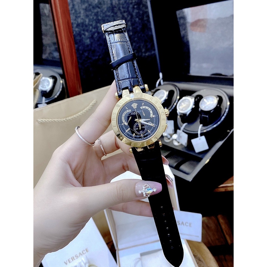 Đồng hồ đeo tay nam, đồng hồ nam VERSACE auth full box, dây da, siêu cao cấp, thiết kế cực kỳ sang chảnh nam tính