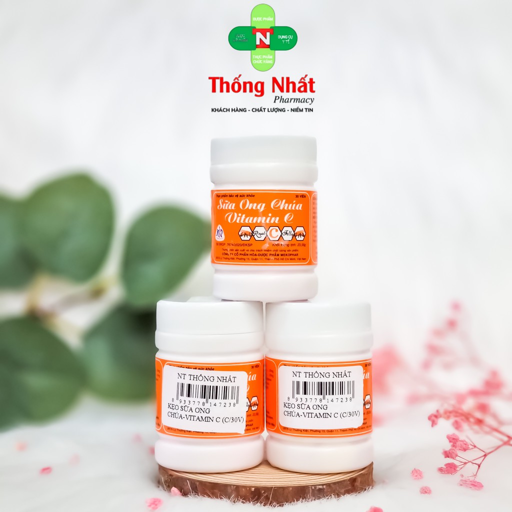 Kẹo ngậm sữa ong chúa vitamin C tăng sức đề kháng Mekophar hộp 30 viên