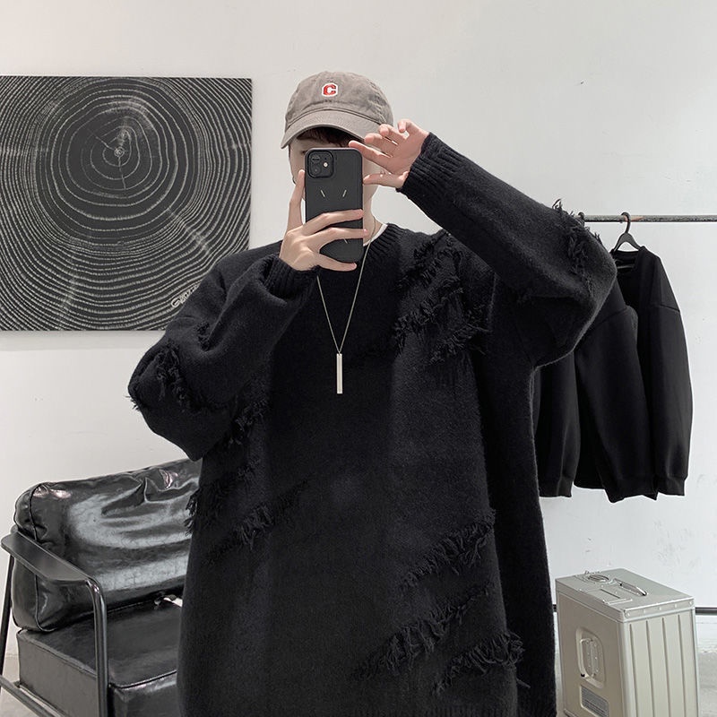 Áo sweater cổ tròn dáng rộng thời trang thu đông phong cách hàn quốc cho nam