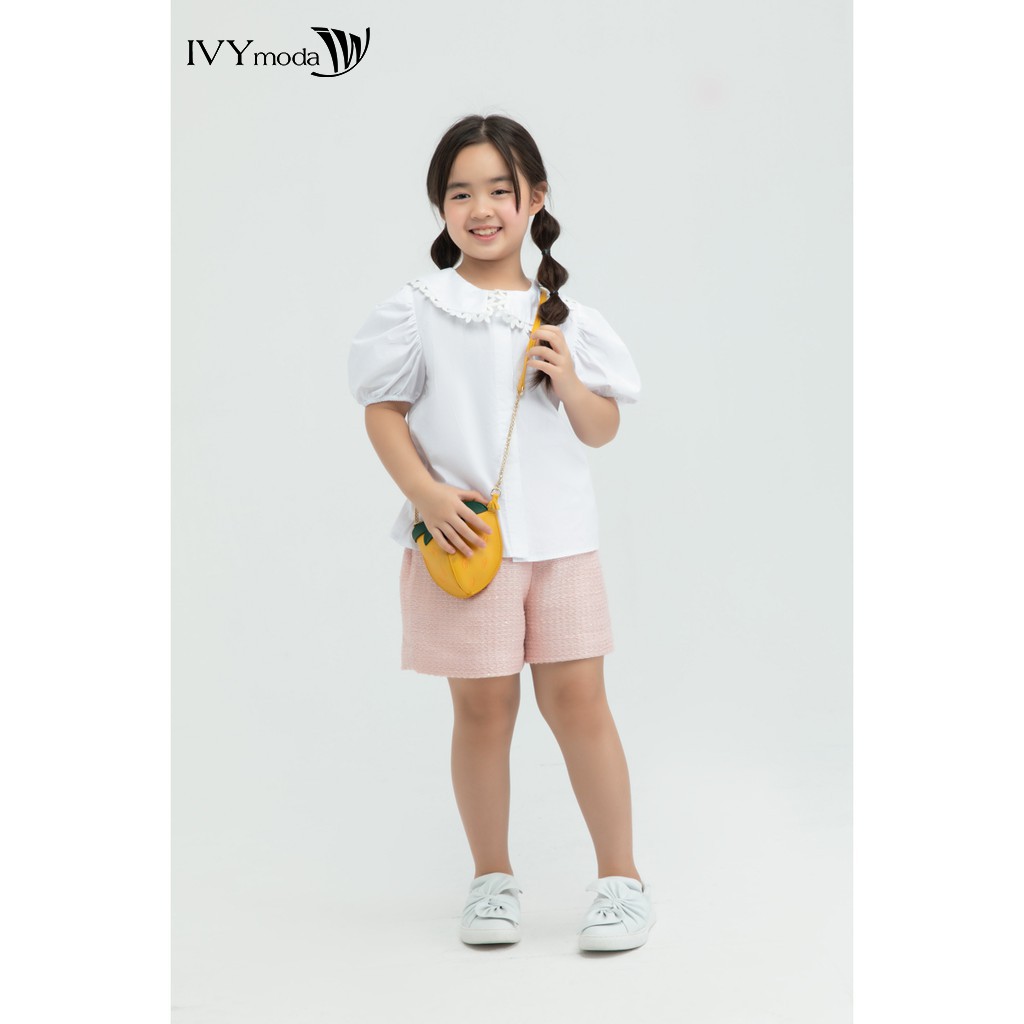 Áo sơ mi cổ sen bé gái IVY moda MS 16G0939