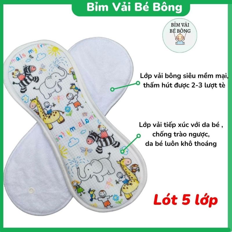 [ƯU ĐÃI] - [8 QUẦN+16 LÓT] Combo 8 Bộ Bỉm Vải Babu Nature Chống Hăm, Chống Tràn Cho Bé, Size M, L