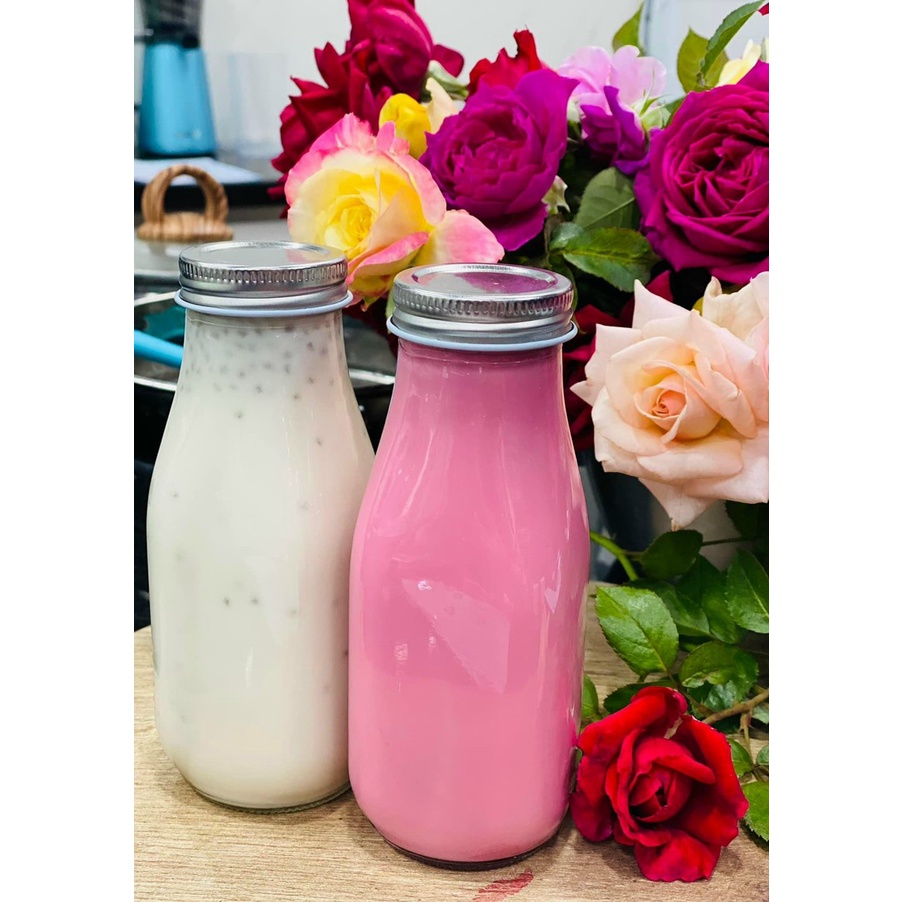 Chai thủy tinh 300ml nắp thiếc to vành vặn ren đựng nước trái cây,detox,sữa
