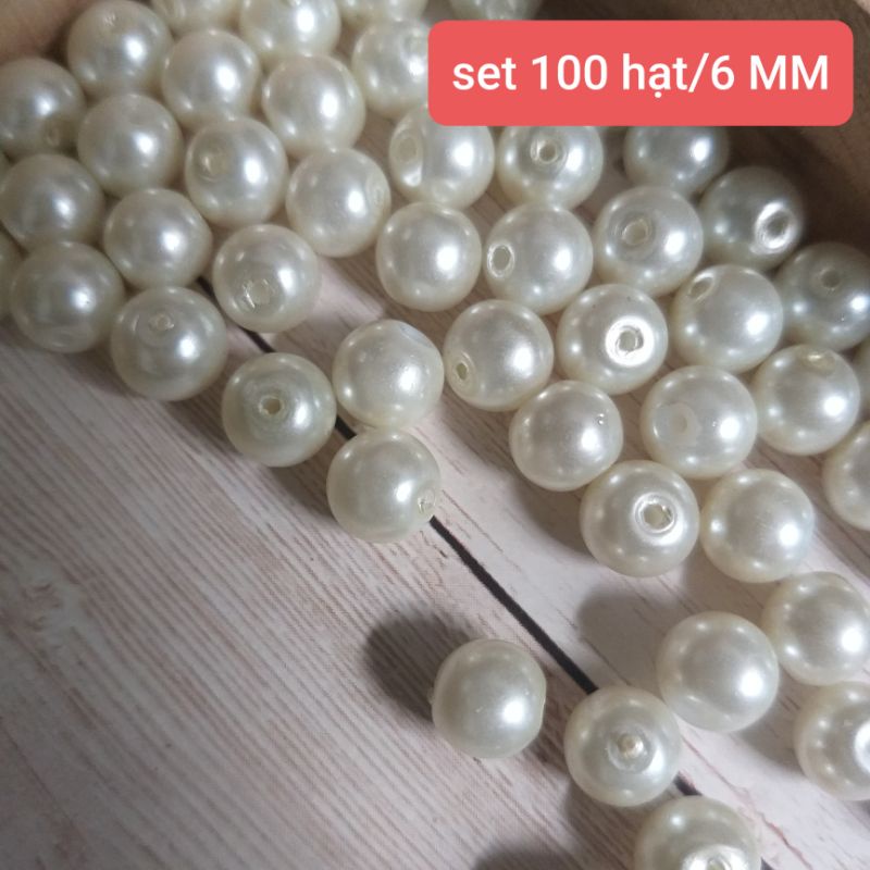 Hạt châu nhựa , chất đẹp,có lỗ , size 6MM và 8MM .