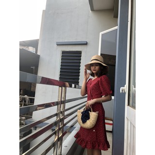 - váy chấm bi đuôi cá cổ v tôn dáng chuẩn from- kèm ảnh thật