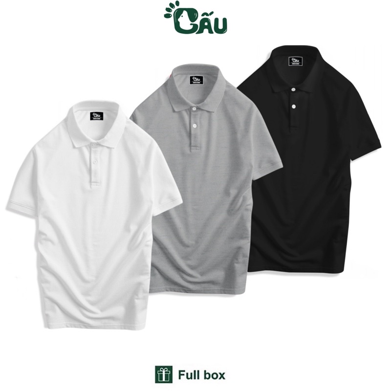 Áo thun Polo GẤU 194 Trơn Unisex vải cá sấu Poly co dãn 4 chiều dày dặn form gerular fit - PL TRƠN