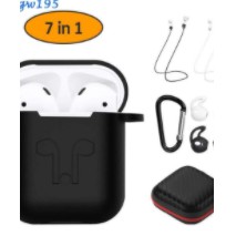 Sale 70% Giá đỡ dây đeo 7in1 &amp; Ốp lưng silicon cho phụ kiện Earpods Apple Airpods AirPod, màu đen,Giá gốc 103,000đ-5F120