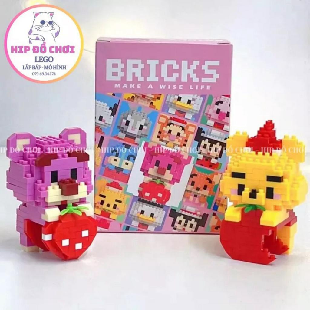 Đồ chơi lắp ráp mô hình mini siêu cute  nhân vật dễ thương disney gấu dâu