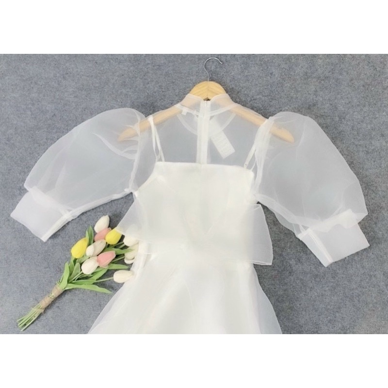 ĐẦM TAY PHỒNG XẾP LY BO EO full size S/M/L/XL (ảnh và video do chủ shop chụp )