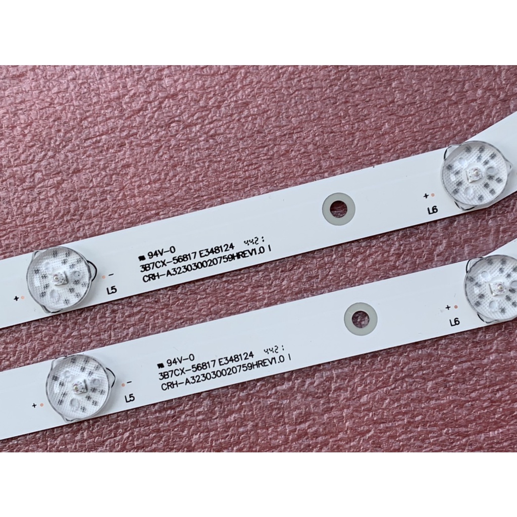 THANH LED TIVI DARLING 32HD955T2 32L3650 CRH-A323030020759PREV1.1 MỚI 100%, BỘ 2 THANH, MỖI THANH 7 BÓNG 3V, DÀI 56,9cm