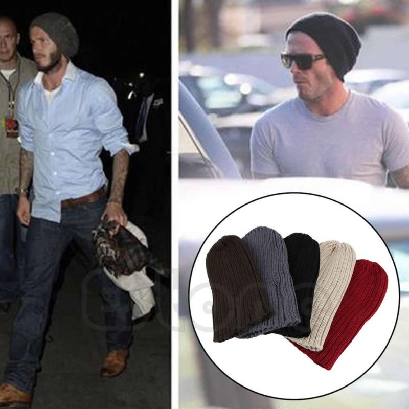 Mũ Beanie Dệt Kim Oversize Có Thể Đảo Ngược Giữ Ấm Mùa Đông Cho Nam Nữ
