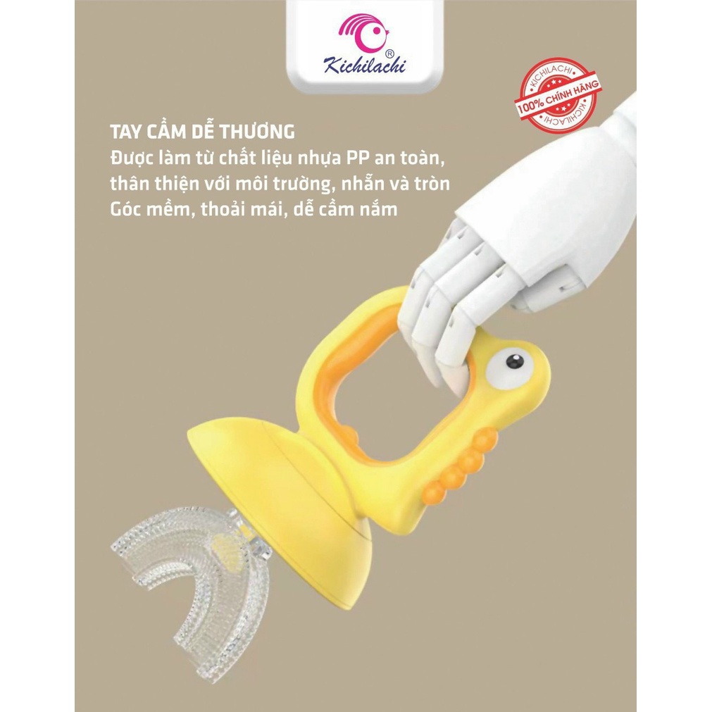 Bàn Chải Đánh Răng Chữ U Kichi Siêu Mềm Cho Bé Tập Đáng 12 Tháng Trở Lên ( làm sạch dễ dàng )