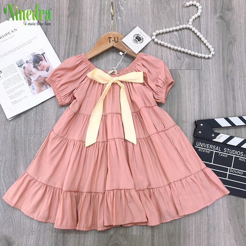 Đầm đũi xòe bé gái 3 tầng mềm mát size đại - Ninedra