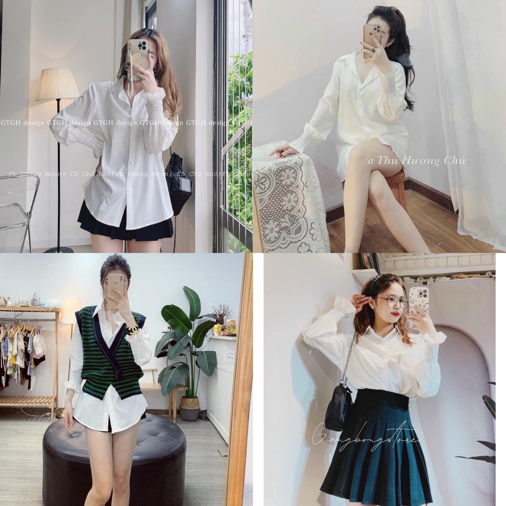 ÁO SƠ MI NỮ THÔ LỤA BO TAY SIÊU HOT ASM90