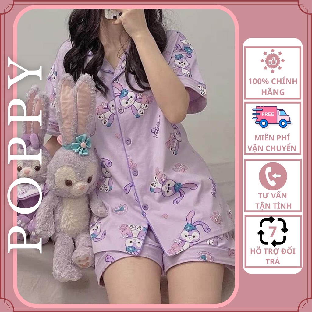 Đồ bộ mặc nhà cộc tay mùa hè chất liệu kate thái họa tiết cute giá rẻ Poppy