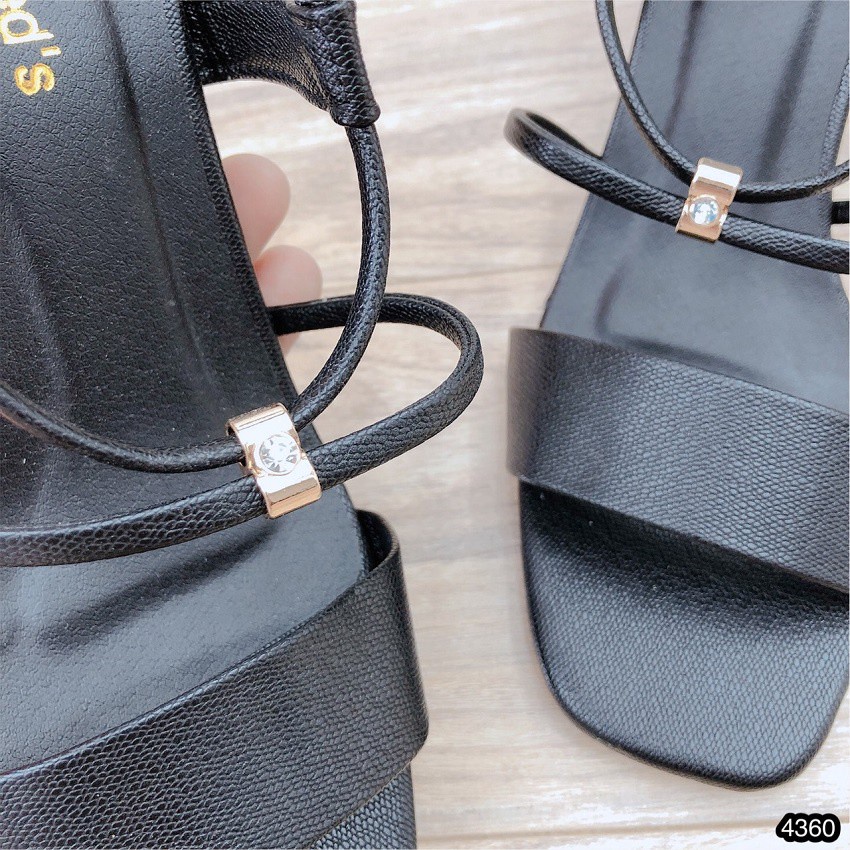 Sandal Gót Vuông 5cm CHIMOKA Cho Nữ Dây Mảnh Màu Đen 4360