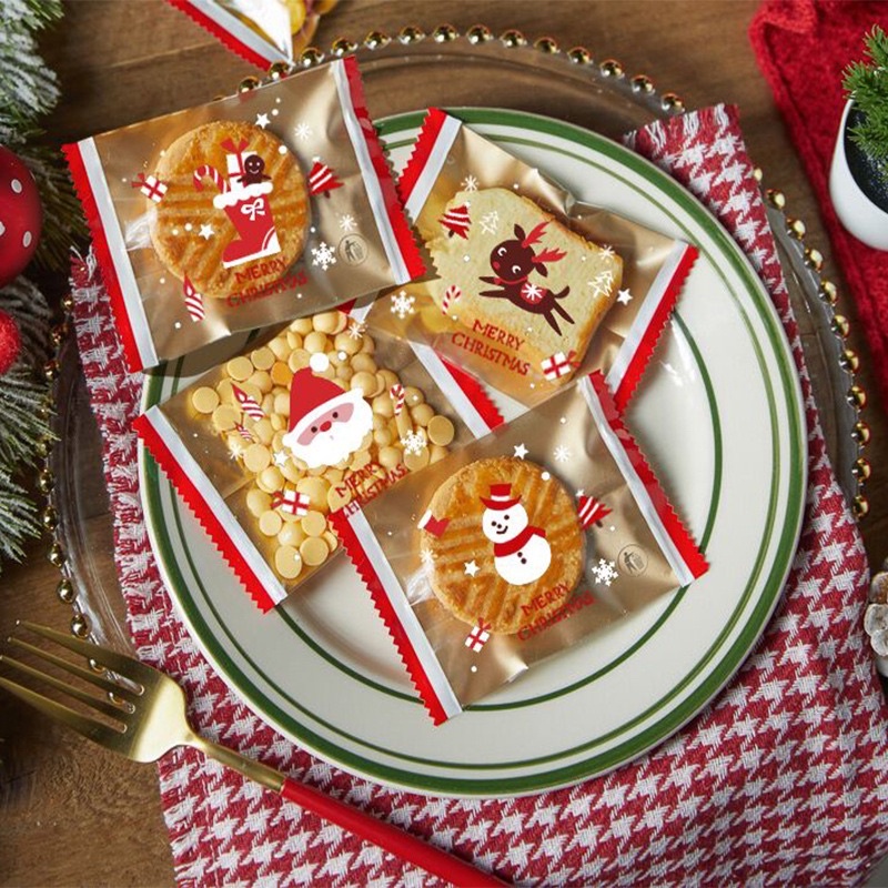 set 100 vỏ túi bánh noel 7x10cm đựng bánh